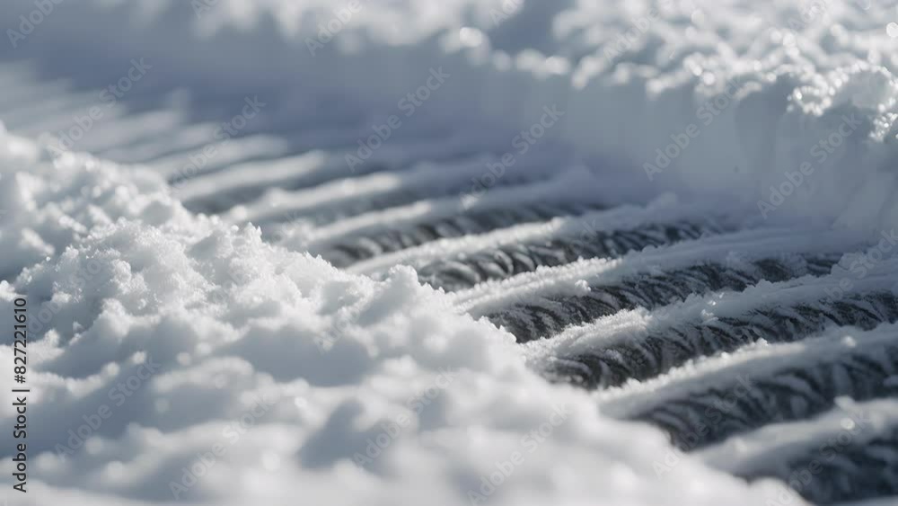 Poster a closeup of a snow roller showing its smooth surface and layers of snow.