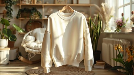 Detailed mockup of a plain sweatshirt in relaxed loungewear style