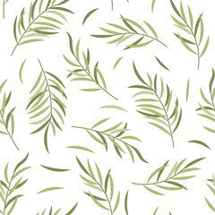 Obraz premium Seamless pattern with palm leaves. Simple texture in flat style. Great for wallpaper, fabric, scrapbooking, design.
