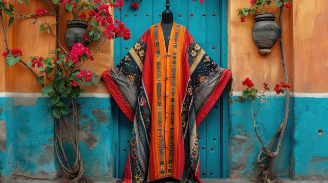 Fashion design of a blank kaftan mockup in bohemian beach style