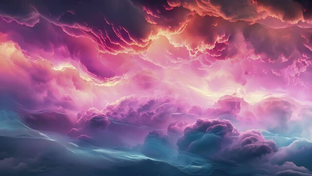 A moody and dramatic sky with layers of nacreous clouds that seem to be on fire.