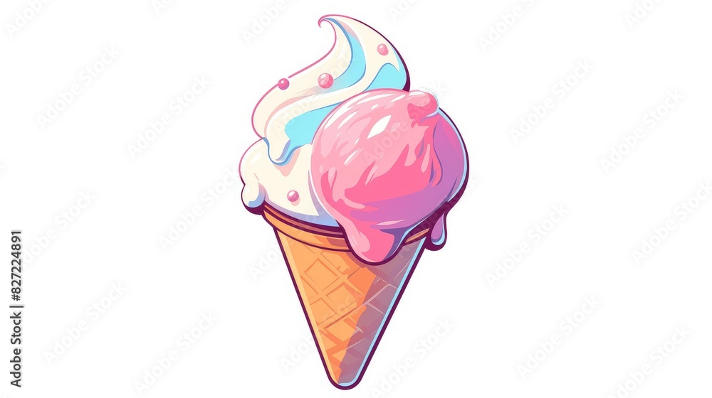 Poster an ice cream cone icon in a delightful dessert 2d design standing out against a white background thi