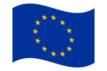 Wavy flag of the European Union, isolated on transparent background. Flag of Europe. Vector illustration