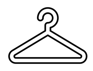 Vector icon of a simple clothes hanger, perfect for fashion and wardrobe organization themes, in a sleek black and white style. Editable stroke.