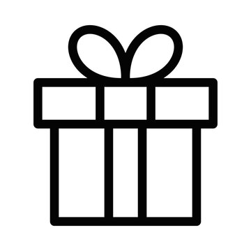 recommend clip art: Minimalist gift box icon vector illustration. Perfect for holiday and celebration themes. Editable stroke.