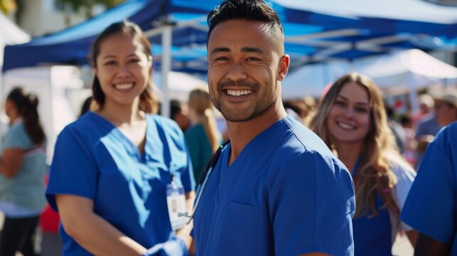 The medical team outdoors