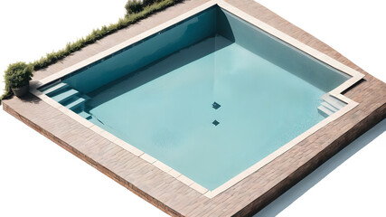 Top view of swimming pool on the white background, Generative AI