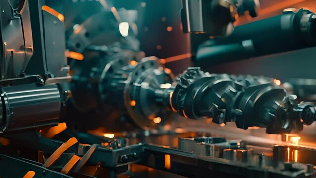 Cutting carbon fibre automotive parts on a lathe in a factory that makes automotive parts