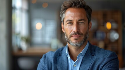 Obraz premium portrait of a professional businessman on gray background looking at camera ceo or manager