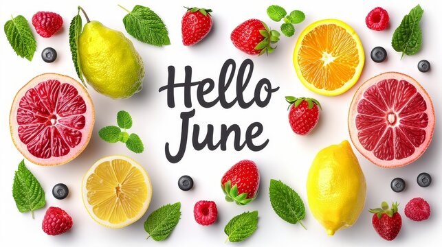 hello june text message flower decoration june illustration