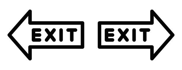 Exit arrows icons vector illustration. Suitable for emergency and navigation signs. Editable stroke.