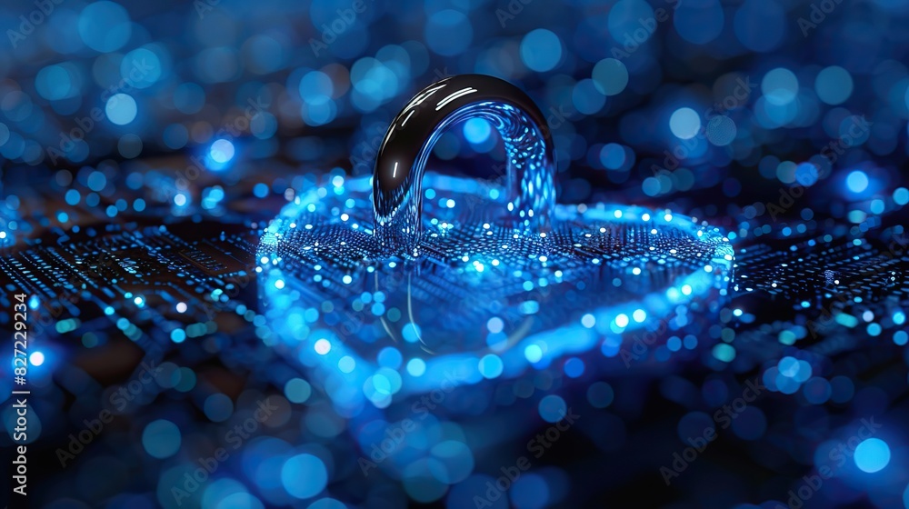 Poster network connection with a shield guard to protect safeguard from cyber threats security padlock for 