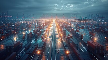 logistics network distribution and transportation smart logistics future of transportation innovation on a huge warehouse center background