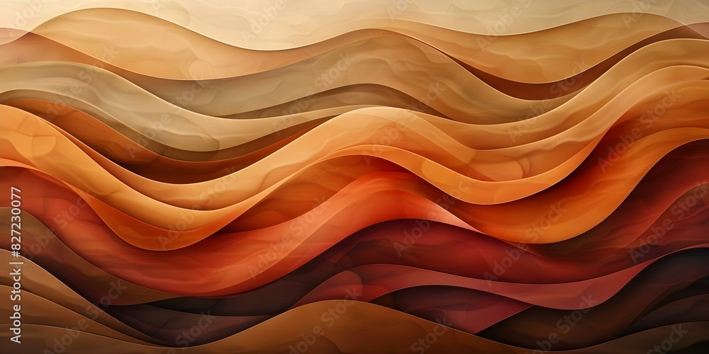 Poster abstract horizontal design: brown wave pattern with geometric shapes. concept abstract art, horizont