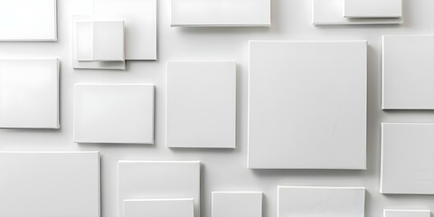A Display of Blank White Canvases on a Clean White Background. Concept White on White Art Display, Minimalist Gallery Setup