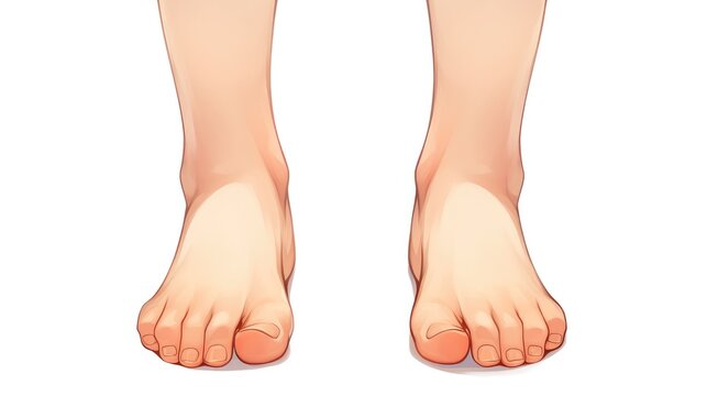 Illustration of barefoot soles from a bottom view featuring both male and female feet This 2d design is hand drawn in a charming cartoon style and stands out against a white background