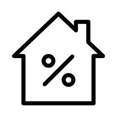 House icon with percent symbol. Rate for mortgage icon. Vector illustration. Editable stroke.