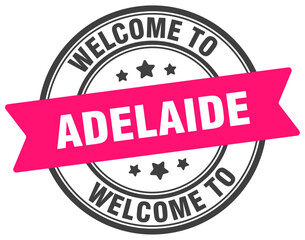 Welcome to Adelaide stamp. Adelaide round sign