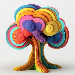 Obraz premium Illustration of a 3D model of a tree icon in bright colors