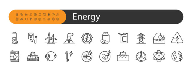 set of energy resource icons, power,  green energy