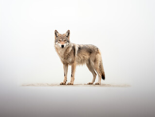 Obraz premium Wolf Standing In An Ancient, Foggy Battlefield