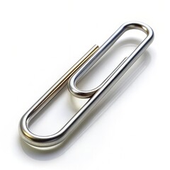Metal Paper Clip on White Background. Generative AI