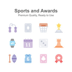 Sports, games and awards icons set, ready to use vectors