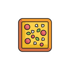 Square Pizza icon design with white background stock illustration