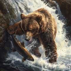 brown bear in water