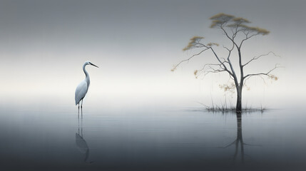 Graceful Harmony: Artistic Illustration of a Swan and a Tree