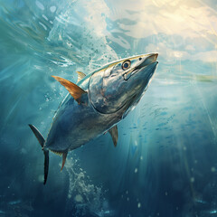 Tuna fish swimming in the ocean water