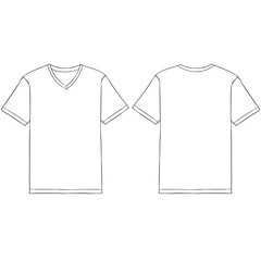simple black outline v neck t shirt mockup