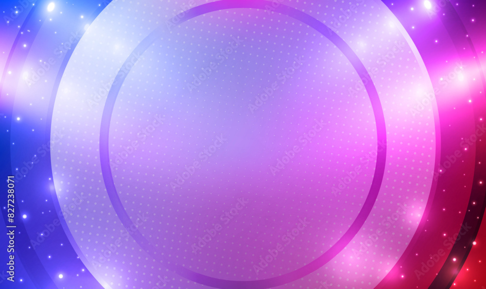Poster concentric circles with spotlights and sparkling light. geometric backdrop. template for presentatio