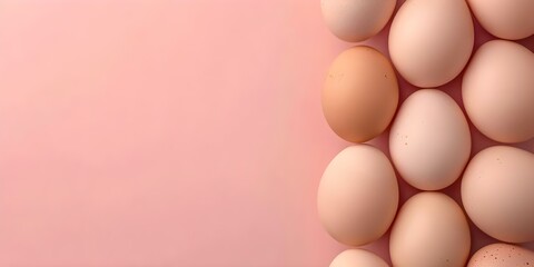 Fototapeta premium Stylish Minimalist Arrangement of Eggs on a Vibrant Pink Background. Concept Minimalist Photography, Vibrant Colors, Stylish Arrangement, Food Styling, Creative Composition