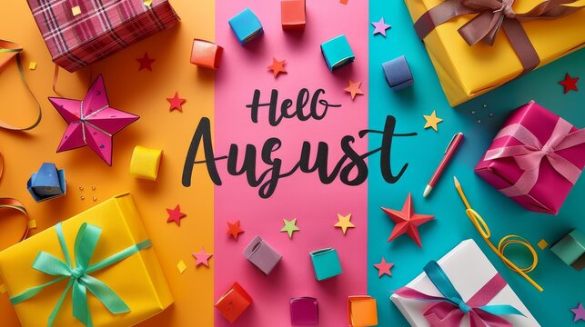 hello august text message flower decoration august illustration