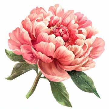 Peony, watercolor style, isolated white background, PNG di-cut style, object as model