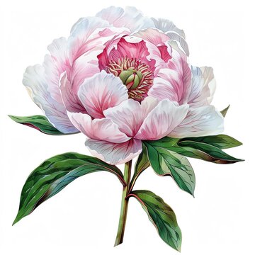 Peony, watercolor style, isolated white background, PNG di-cut style, object as model