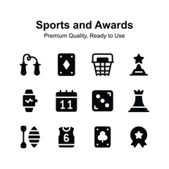 Sports, games and awards icons set, ready to use vectors