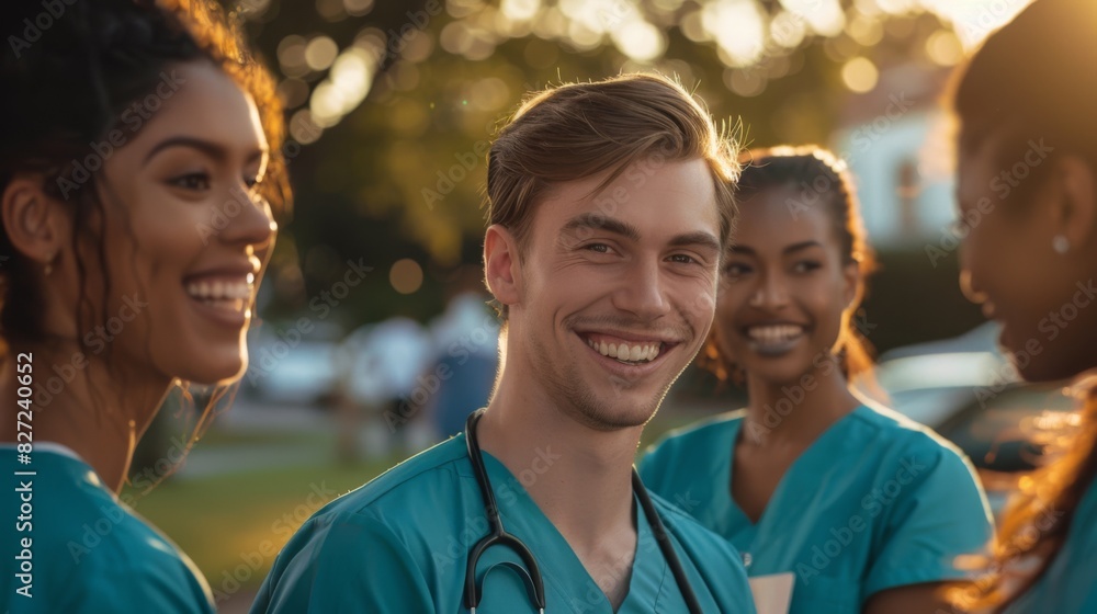 Sticker the smiling medical team