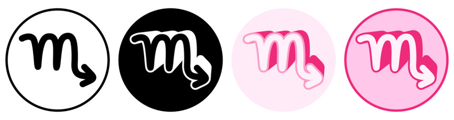 set trendy Scorpio symbol. Scorpio Astrology horoscope sign pictogram design vector illustration