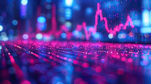 financial graph showing upward movement arrow graph on the stock market on a blue background