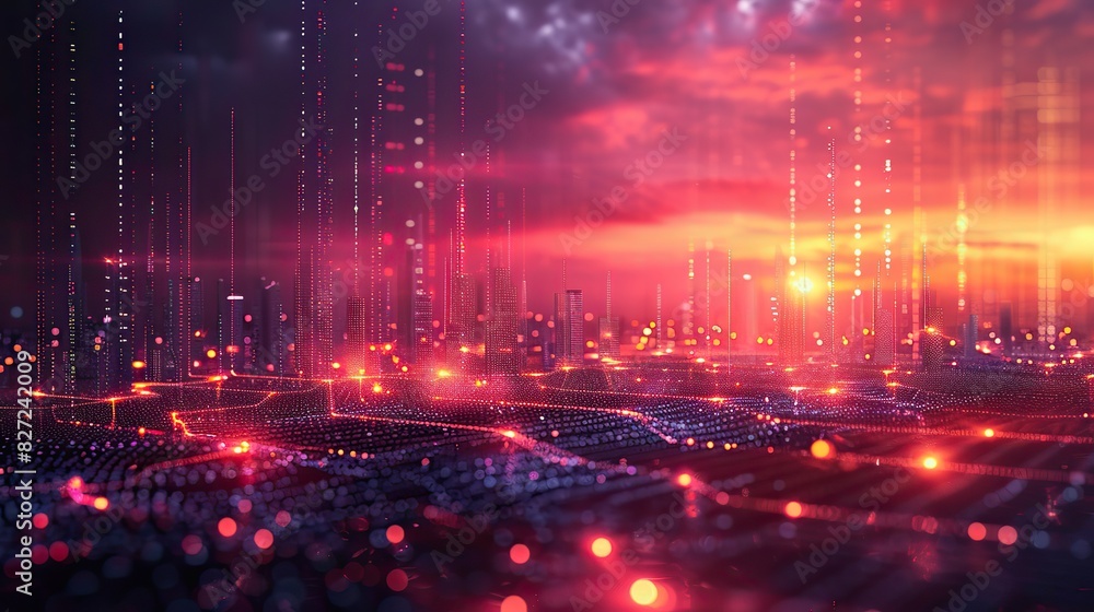 Poster smart city and abstract line and dot connect with gradient line design big data connection technolog