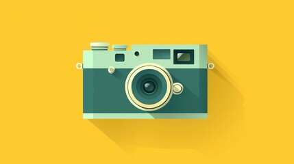 Flat camera roll icon featuring a minimalist green pictogram on a sleek white background serving as both an illustrative symbol and a handy bonus button