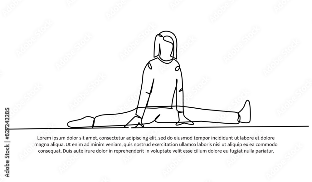 Poster continuous one line design of stretching with split movement.minimalist style vector illustration on