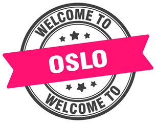 Welcome to Oslo stamp. Oslo round sign