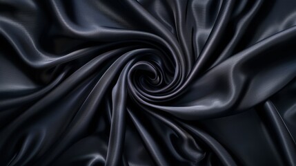 Fototapeta premium wrinkles of fabric black silk, from above