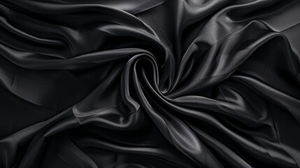 Obraz premium wrinkles of fabric black silk, from above