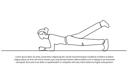 Continuous one line design of stretching body.Minimalist style vector illustration on white background.