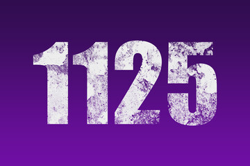 flat white grunge number of 1125 on purple background.	