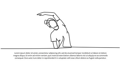 Continuous one line design of stretching to relax  body.Minimalist style vector illustration on white background.